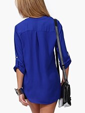 cheap Blouses &amp; Shirts-Women's Casual Blouse - Solid Colored Deep V / Summer