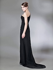 cheap Weddings &amp; Events-Sheath / Column One Shoulder Sweep / Brush Train Chiffon Dress with Side Draping / Split Front by TS Couture®