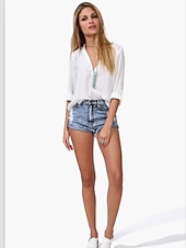 cheap Blouses &amp; Shirts-Women's Casual Blouse - Solid Colored Deep V / Summer