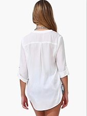 cheap Blouses &amp; Shirts-Women's Casual Blouse - Solid Colored Deep V / Summer
