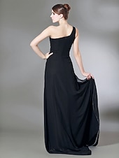 cheap Weddings &amp; Events-Sheath / Column One Shoulder Sweep / Brush Train Chiffon Dress with Side Draping / Split Front by TS Couture®