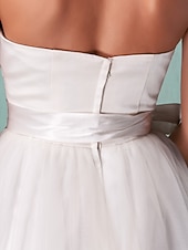 preiswerte Hochzeitskleider-Standesamt Hochzeitskleider A-Linie Halfterhals Reguläre Träger Knie-Länge Satin Brautkleider Mit Schleife Schärpe / Band 2025
