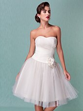 economico Abiti da sposa-Da ballo Abiti da sposa A cuore Al ginocchio Tulle Senza bretelline Formali Casual Illusion Detail con Fascia / fiocco in vita Floreale Incrociato 2020