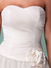 economico Abiti da sposa-Da ballo Abiti da sposa A cuore Al ginocchio Tulle Senza bretelline Formali Casual Illusion Detail con Fascia / fiocco in vita Floreale Incrociato 2020