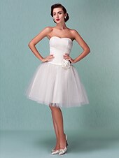 economico Abiti da sposa-Da ballo Abiti da sposa A cuore Al ginocchio Tulle Senza bretelline Formali Casual Illusion Detail con Fascia / fiocco in vita Floreale Incrociato 2020