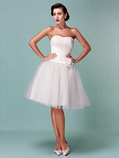 economico Abiti da sposa-Da ballo Abiti da sposa A cuore Al ginocchio Tulle Senza bretelline Formali Casual Illusion Detail con Fascia / fiocco in vita Floreale Incrociato 2020