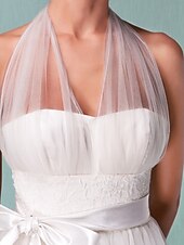 preiswerte Hochzeitskleider-Standesamt Hochzeitskleider A-Linie Halfterhals Reguläre Träger Knie-Länge Satin Brautkleider Mit Schleife Schärpe / Band 2025