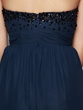 cheap Evening Dresses-Jumpsuits Elegant Dress Wedding Guest Formal Evening Floor Length Sleeveless Strapless Chiffon with Bow(s) Beading 2023