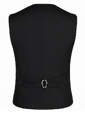 abordables Chalecos-Hombre Chaleco Boda Trabajo Negocio Casual Casual elegante Algodón Poliéster Color sólido Escote en Pico Delgado Negro Chaleco
