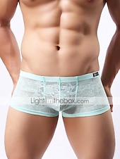 economico Boxer da uomo-Per uomo Retato Pizzo Jacquard Slip boxer Vita normale Sexy Azzurro chiaro M