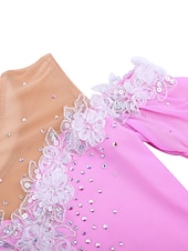 preiswerte Eiskunstlaufkleider-Eiskunstlaufkleid Damen Mädchen Eislaufen Kleider Gelb Rosa Dunkellila Patchwork Gitter Spandex Hochelastisch Wettbewerb Eiskunstlaufkleidung Kristalle Dummes Licht Modisch Langarm Eislaufen