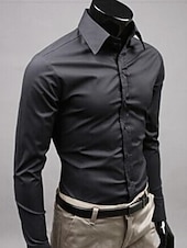 economico Camicie in raso da uomo-Per uomo Camicie Camicia con colletto Camicia con bottoni Liscio Formale Matrimonio Nero Bianco Giallo Rosa Manica lunga Colletto Abbigliamento