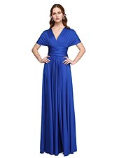 abordables Vestidos de dama de honor-Corte en A Hasta el Suelo Jersey Vestido de Dama de Honor con En Cruz / Plisado