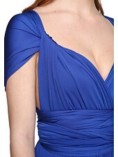 abordables Vestidos de dama de honor-Corte en A Hasta el Suelo Jersey Vestido de Dama de Honor con En Cruz / Plisado