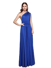 abordables Vestidos de dama de honor-Corte en A Hasta el Suelo Jersey Vestido de Dama de Honor con En Cruz / Plisado