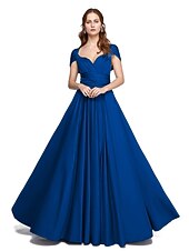 abordables Vestidos de dama de honor-Corte en A Hasta el Suelo Jersey Vestido de Dama de Honor con En Cruz / Plisado