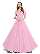 abordables Vestidos de dama de honor-Corte en A Hasta el Suelo Jersey Vestido de Dama de Honor con En Cruz / Plisado