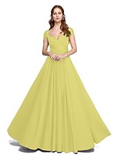 abordables Vestidos de dama de honor-Corte en A Hasta el Suelo Jersey Vestido de Dama de Honor con En Cruz / Plisado