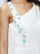 cheap Special Occasion Dresses-Sheath / Column Elegant Prom Formal Evening Dress One Shoulder Sleeveless Floor Length Stretch Chiffon with Pleats Beading