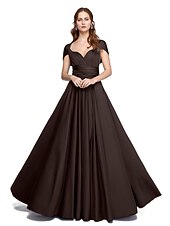 abordables Vestidos de dama de honor-Corte en A Hasta el Suelo Jersey Vestido de Dama de Honor con En Cruz / Plisado