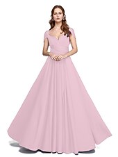 abordables Vestidos de dama de honor-Corte en A Hasta el Suelo Jersey Vestido de Dama de Honor con En Cruz / Plisado