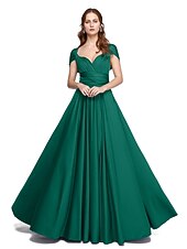 abordables Vestidos de dama de honor-Corte en A Hasta el Suelo Jersey Vestido de Dama de Honor con En Cruz / Plisado