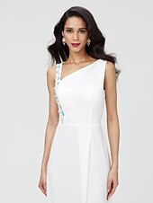 cheap Special Occasion Dresses-Sheath / Column Elegant Prom Formal Evening Dress One Shoulder Sleeveless Floor Length Stretch Chiffon with Pleats Beading