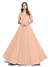 abordables Vestidos de dama de honor-Corte en A Hasta el Suelo Jersey Vestido de Dama de Honor con En Cruz / Plisado