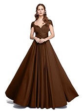 abordables Vestidos de dama de honor-Corte en A Hasta el Suelo Jersey Vestido de Dama de Honor con En Cruz / Plisado