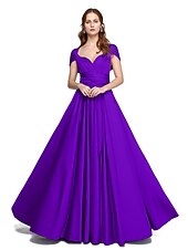 abordables Vestidos de dama de honor-Corte en A Hasta el Suelo Jersey Vestido de Dama de Honor con En Cruz / Plisado