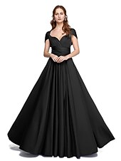 abordables Vestidos de dama de honor-Corte en A Hasta el Suelo Jersey Vestido de Dama de Honor con En Cruz / Plisado