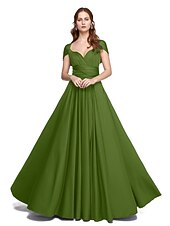 abordables Vestidos de dama de honor-Corte en A Hasta el Suelo Jersey Vestido de Dama de Honor con En Cruz / Plisado