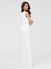 cheap Special Occasion Dresses-Sheath / Column Elegant Prom Formal Evening Dress One Shoulder Sleeveless Floor Length Stretch Chiffon with Pleats Beading