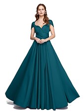 abordables Vestidos de dama de honor-Corte en A Hasta el Suelo Jersey Vestido de Dama de Honor con En Cruz / Plisado