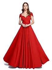 abordables Vestidos de dama de honor-Corte en A Hasta el Suelo Jersey Vestido de Dama de Honor con En Cruz / Plisado