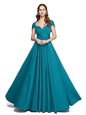 abordables Vestidos de dama de honor-Corte en A Hasta el Suelo Jersey Vestido de Dama de Honor con En Cruz / Plisado