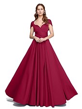 abordables Vestidos de dama de honor-Corte en A Hasta el Suelo Jersey Vestido de Dama de Honor con En Cruz / Plisado