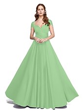 abordables Vestidos de dama de honor-Corte en A Hasta el Suelo Jersey Vestido de Dama de Honor con En Cruz / Plisado