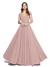 abordables Vestidos de dama de honor-Corte en A Hasta el Suelo Jersey Vestido de Dama de Honor con En Cruz / Plisado