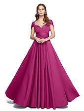 abordables Vestidos de dama de honor-Corte en A Hasta el Suelo Jersey Vestido de Dama de Honor con En Cruz / Plisado