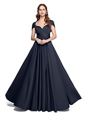 abordables Vestidos de dama de honor-Corte en A Hasta el Suelo Jersey Vestido de Dama de Honor con En Cruz / Plisado