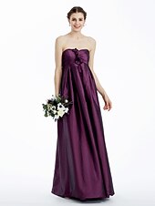 levne Šaty pro družičky-Pouzdrové Šaty pro družičky Srdcový výstřih / Bez ramínek Bez rukávů Na zem Taft s Sklady / Květiny 2022