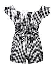 abordables Combinaisons &amp; Combishorts Femme-Femme Quotidien / Vacances / Soirée Barboteuse - Carreaux / Vacances, Treillis / Mode Taille Haute Bateau / Eté / A Volants