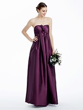 levne Šaty pro družičky-Pouzdrové Šaty pro družičky Srdcový výstřih / Bez ramínek Bez rukávů Na zem Taft s Sklady / Květiny 2022