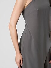 cheap Wedding Guest Dresses-Jumpsuits Sexy Dress Formal Evening Floor Length Sleeveless One Shoulder Fall Wedding Guest Chiffon with Draping