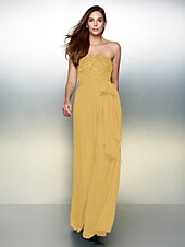 cheap Evening Dresses-Jumpsuits Elegant Dress Wedding Guest Formal Evening Floor Length Sleeveless Strapless Chiffon with Bow(s) Beading 2023