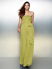 cheap Evening Dresses-Jumpsuits Elegant Dress Wedding Guest Formal Evening Floor Length Sleeveless Strapless Chiffon with Bow(s) Beading 2023