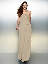 cheap Evening Dresses-Jumpsuits Elegant Dress Wedding Guest Formal Evening Floor Length Sleeveless Strapless Chiffon with Bow(s) Beading 2023