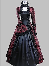 preiswerte Kleider-Kleid Spitze Rokoko Viktorianisch Bodenlang Kleid Partykostüm Maskerade Übergröße Kundenspezifische Marie Antoinette Spitze Ballkleid Kostüm Damen Party Abschlussball Karneval von Venedig Kleid