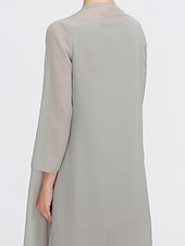 billiga Mammas byxdräkter-Strand Bröllop Jumpsuit/Byxdräkt 3 Delar Mor Till Brud Bröllops Gäst Elegant Plus Size Inkluderat Bateau Hals Golvlängd Chiffon Ärmlös Jacka es med Enfärgade Färger